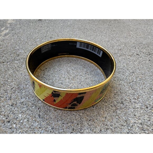 Hermes Bracelet Bangle Cloisonne Rare Enamel Gm Jaguar Quetzal - Picture 9 of 15